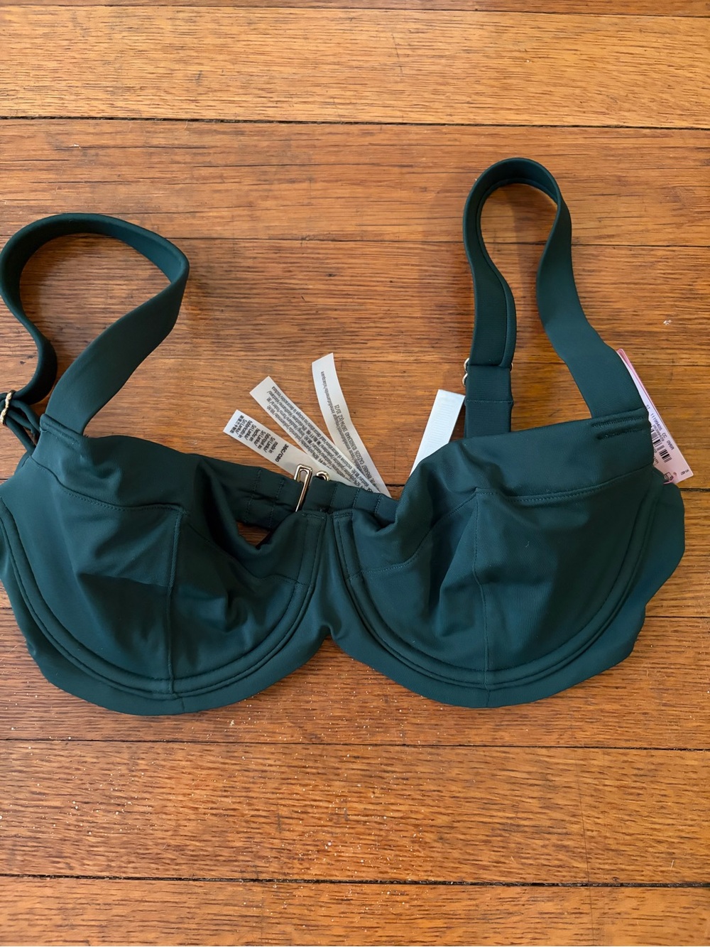Victoria Secret Swim Bikini Top, Forest Green with Gold, 36C, NWT